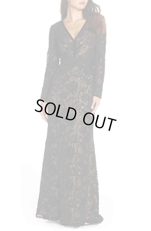 画像2: 期間限定50%オフ！【とよた真帆さん着用】Tadashi Shoji タダシショージ   パーティードレス　Burnout Lace Gown ブラック (2)