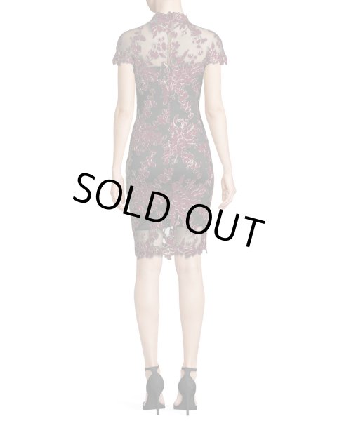 画像2: Tadashi Shoji  タダシショージ  Lace Applique Cap-Sleeve Cocktail Dressブラック  (2)