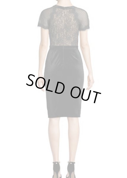 画像2: Tadashi Shoji タダシショージ   レース&ベルベットドレス ブラック (2)