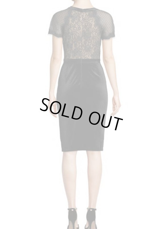 画像2: Tadashi Shoji タダシショージ   レース&ベルベットドレス ブラック (2)