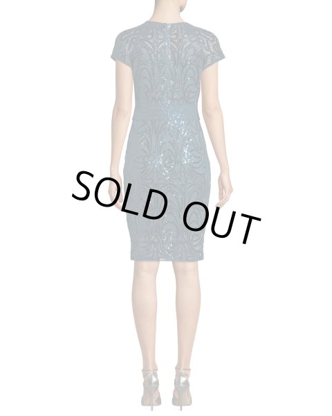 画像2: Tadashi Shoji タダシショージ   Fabia Short-Sleeve Sequin Dress ブルー系 (2)