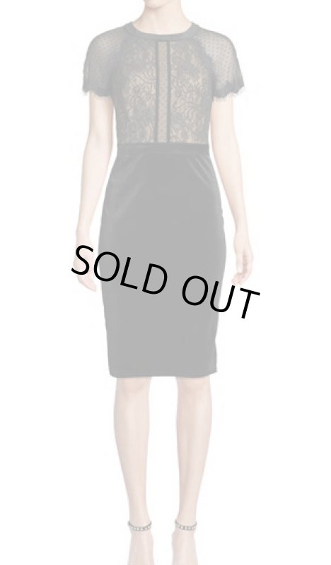 画像1: Tadashi Shoji タダシショージ   レース&ベルベットドレス ブラック (1)