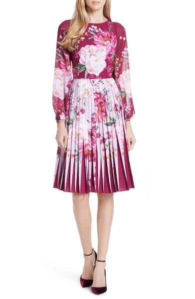 画像1: 【阿部桃子さんご着用】Ted Baker テッドベイカー　Esperan Serenity Contrast Pleat Dress (1)