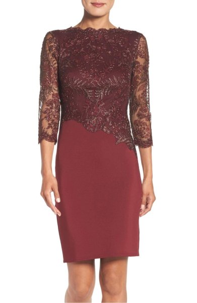 画像1: Tadashi Shoji  タダシショージ　Lace Sheath Dress (1)