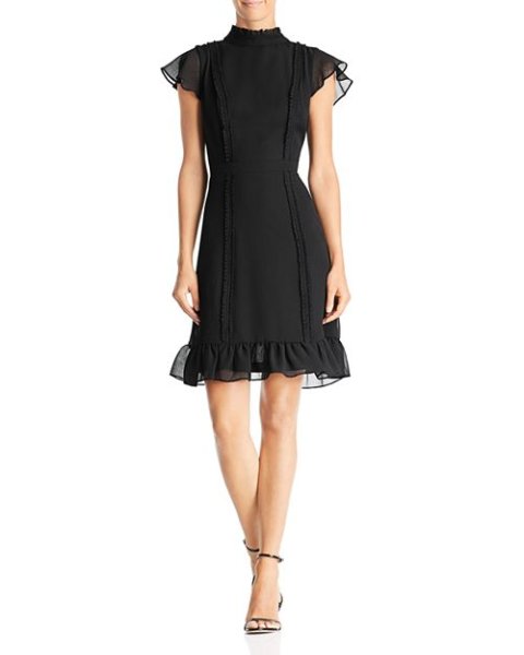 画像1: 【Kathie Lee Gifford愛用】Adrianna Papell アドリアナパペル　Textured Chiffon Ruffle Dress  (1)