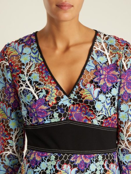 画像3: 【ドラマ使用】Diane von Furstenberg ダイアンフォンファステンバーグ V-neck floral-lace dress  (3)