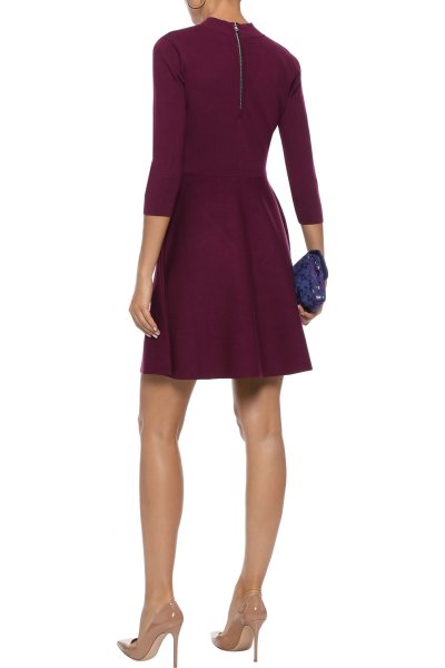 画像2: Milly ミリー　Cut Out Collar Flare Dress  BURGUNDY  09092 (2)