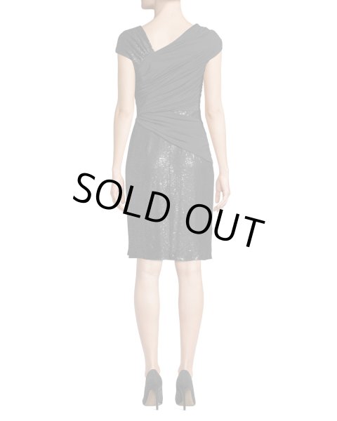 画像2: Tadashi Shoji タダシショージ Asymmetric Pintuck & Lace Dress ブラック (2)