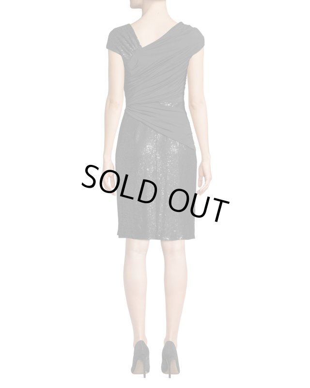 画像2: Tadashi Shoji タダシショージ　Asymmetric Pintuck & Lace Dress　ブラック (2)