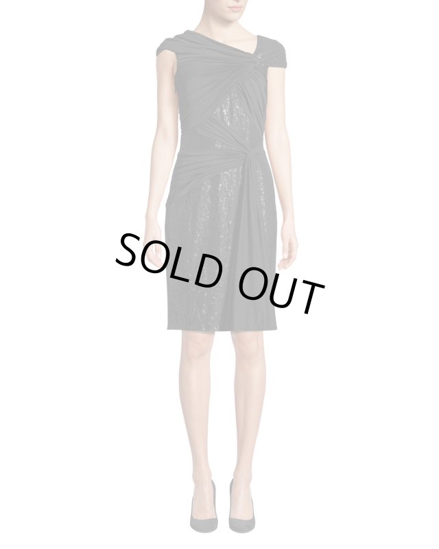 画像1: Tadashi Shoji タダシショージ　Asymmetric Pintuck & Lace Dress　ブラック (1)