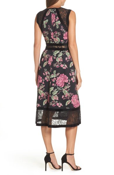 画像2: Tadashi Shoji タダシショージ   Sleeveless Floral Print Midi Dress ピンク系  82601 (2)