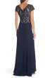 画像2: Tadashi Shoji  タダシショージ　Lace & Crepe A-Line Gown  ネイビー (2)