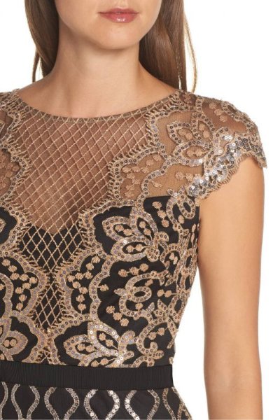 画像3: Tadashi Shoji タダシショージ   パーティードレス Sequin Embellished Dress ブラック (3)