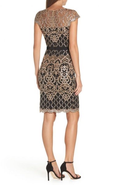 画像2: Tadashi Shoji タダシショージ   パーティードレス Sequin Embellished Dress ブラック (2)