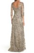 画像2: セール！Tadashi Shoji   タダシショージ　Corded Embroidered Lace Gown　スモークパール ベージュ系、グレー系 (2)