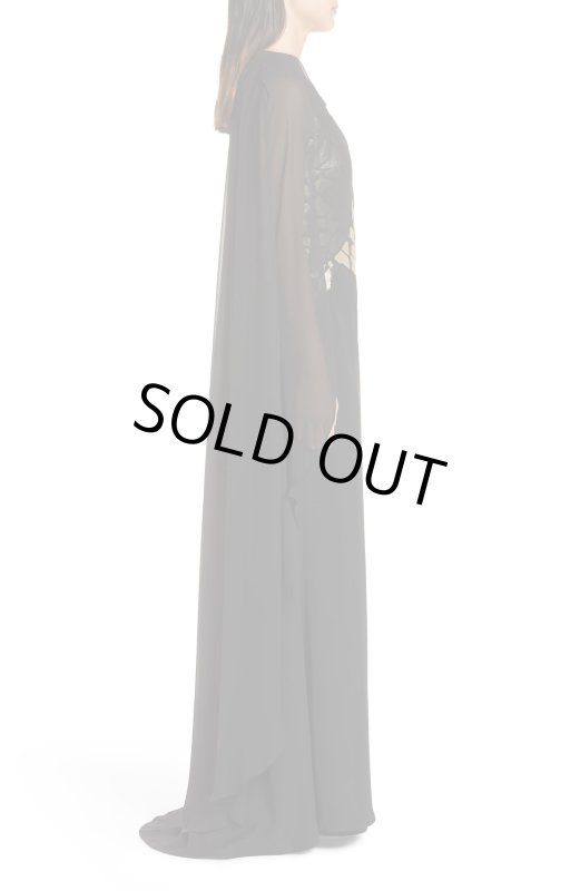 画像3: Tadashi Shoji タダシショージ   シフォンケープ ブラック (3)