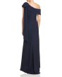 画像2: 期間限定セール！Tadashi Shoji タダシショージ   ワンショルダー Crepe Gown  ネイビー (2)