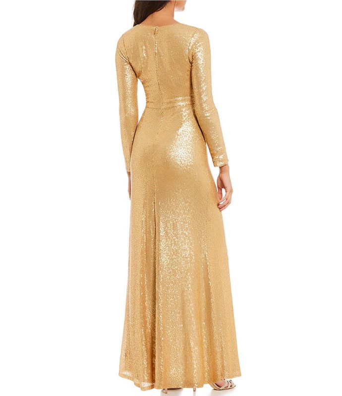 画像3: Tadashi Shoji タダシショージ  　スパンコールフェイクラップロングドレス (3)