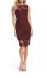 画像1: Tadashi Shoji  タダシショージ   Embroidered Cotton Blend Sheath Dress 　AUBURN (1)