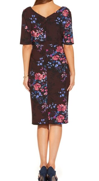 画像2: 【Kathie Lee Gifford愛用】Adrianna Papell アドリアナパペル  Half Sleeve Draped Floral Sheath Dress (2)