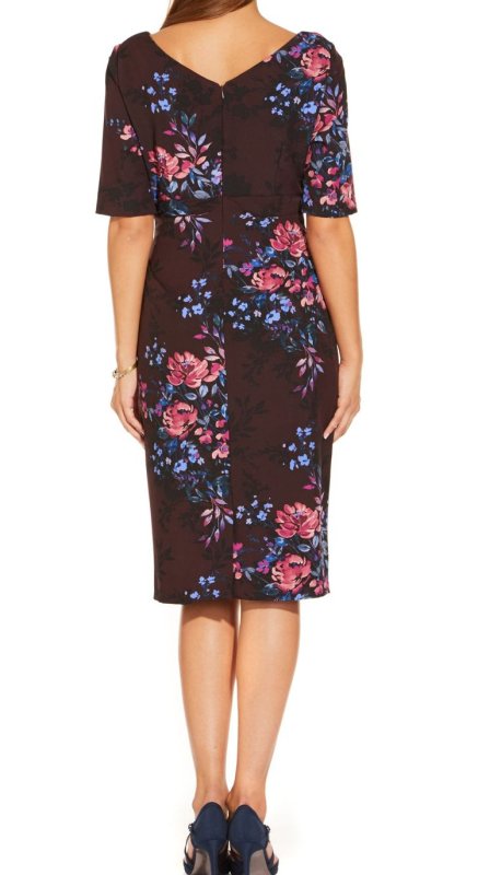 画像2: 【Kathie Lee Gifford愛用】Adrianna Papell アドリアナパペル  Half Sleeve Draped Floral Sheath Dress (2)