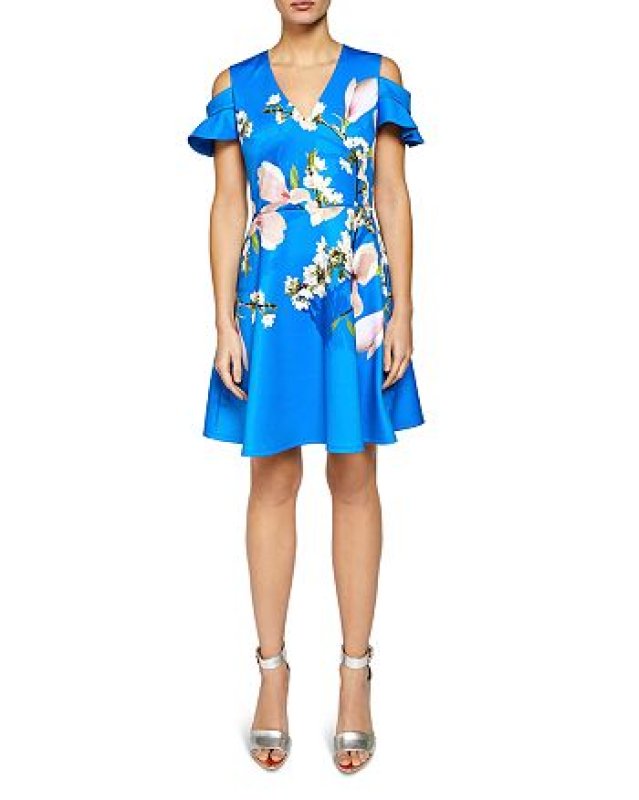 画像1: 【ドラマ使用】Ted Baker テッドベイカー  Effrae Harmony Cold-Shoulder Dress　ブライトブルー (1)