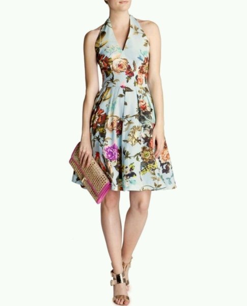 画像1: 【ケリーブルック、マリアメヌーノス愛用】Ted Baker テッドベーカー　ホルターネックドレス (1)