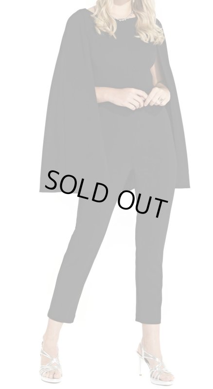 画像1: Adrianna Papell アドリアナパペル　ケープ付きジャンプスーツ　ブラック (1)