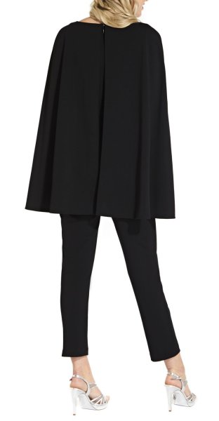 画像2: Adrianna Papell アドリアナパペル ケープ付きジャンプスーツ ブラック (2)