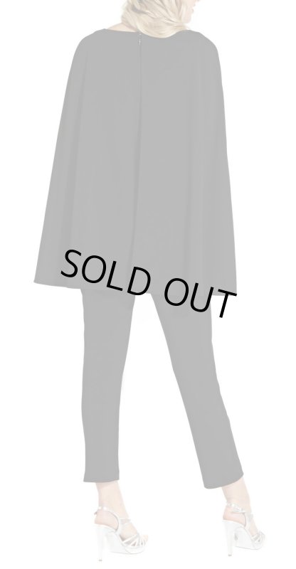 画像2: Adrianna Papell アドリアナパペル　ケープ付きジャンプスーツ　ブラック (2)