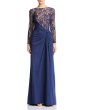 画像1: Tadashi Shoji タダシショージ   Draped Lace-Bodice Gown ネイビー系 (1)