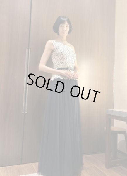 画像2: 再販売 1点のみ即発!【大林素子さんに衣装協力】Tadashi Shoji Lace & Mesh Dress  アイボリー・ネイビー (2)