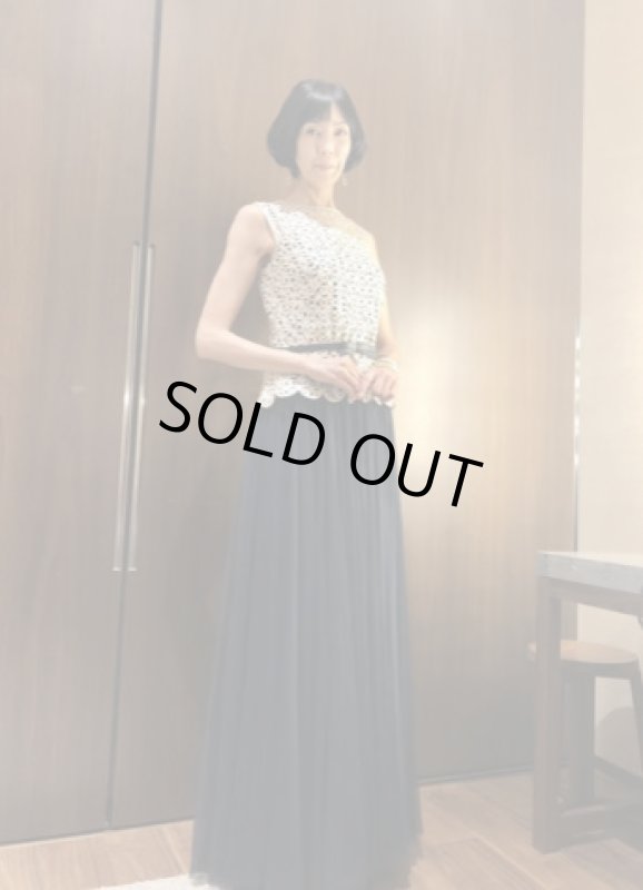 画像2: 再販売　1点のみ即発！【大林素子さんに衣装協力】Tadashi Shoji Lace & Mesh Dress  アイボリー・ネイビー (2)