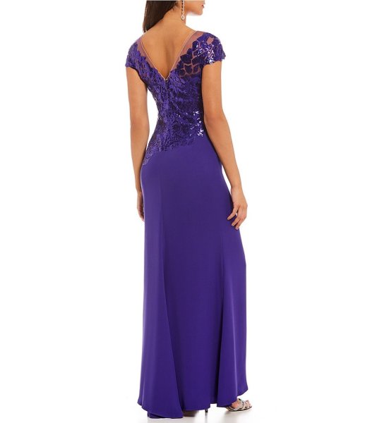 画像2: 【アンミカさん愛用】Tadashi Shoji タダシショージ  スパンコールトップドレス バイオレット (2)