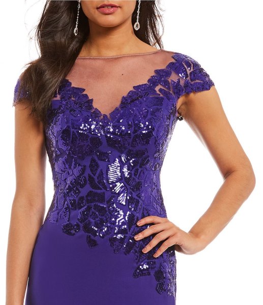 画像3: 【アンミカさん愛用】Tadashi Shoji タダシショージ  スパンコールトップドレス バイオレット (3)