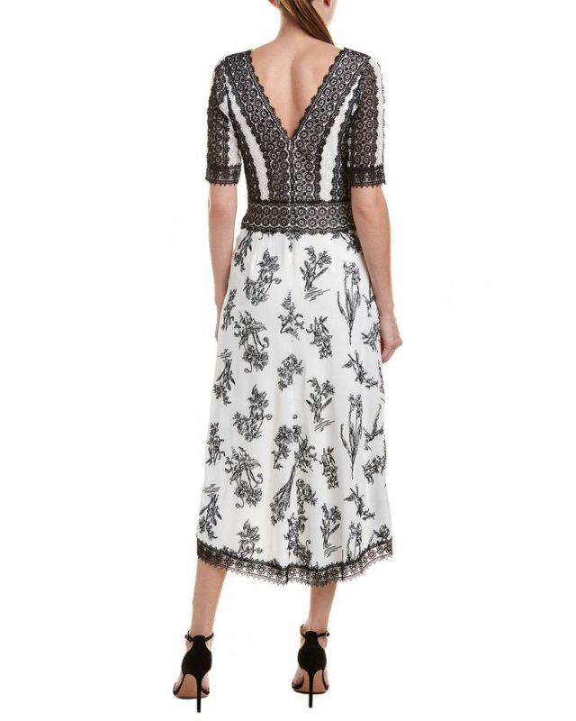 画像2: Tadashi Shoji タダシショージ　Lace Trimmed Body Midi Dress (2)