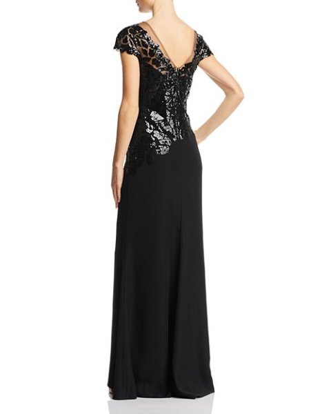 画像2: 【アンミカさん愛用】Tadashi Shoji タダシショージ  スパンコールトップドレス ブラック (2)