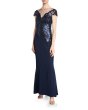 画像1: 【アンミカさん愛用】Tadashi Shoji タダシショージ  スパンコールトップドレス　ネイビー (1)