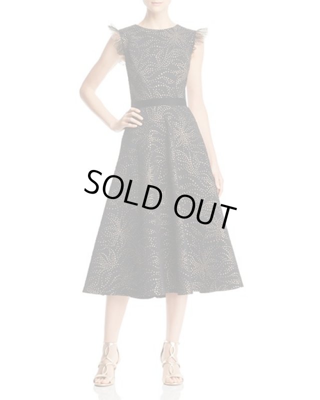 画像1: 再販売【栗山千明さん、池田エライザさん、マギーさん着用、25ans掲載】Tadashi Shoji タダシショージ  Brocade Dot Dress   ブラック (1)