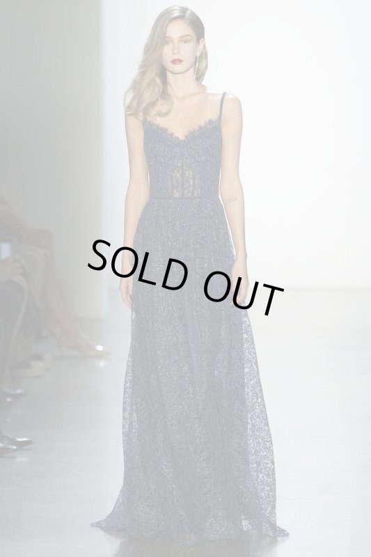 画像1: 期間限定セール！【池田エライザさん着用】Tadashi Shoji タダシショージ   パーティードレス　Metallic Floral Lace Gown ブルー系 (1)