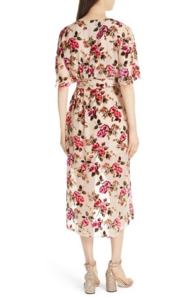 画像2: 【ドラマ使用】Alice + Olivia アリスアンドオリビア  Clarine Floral Wrap Dress ナチュラル (2)