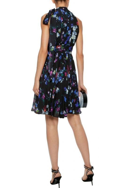 画像2: Milly ミリー Lydia プリーツシルクドレス　ブラックフローラル (2)