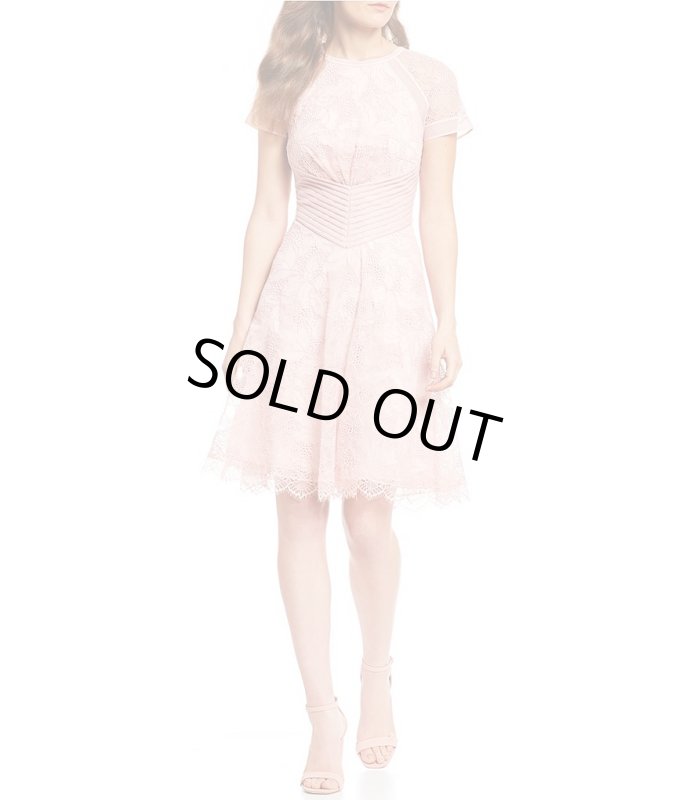 画像1: Tadashi Shoji タダシショージ レースAラインドレス  ピンク系 (1)