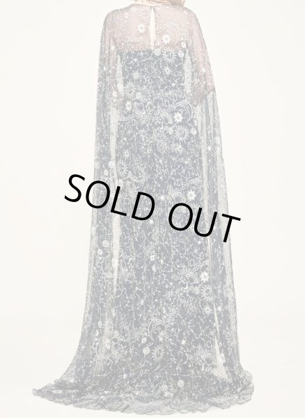 画像4: Tadashi Shoji タダシショージ Bourne Sweeping Cape Gown ネイビー系 (4)