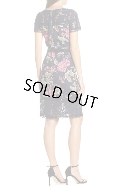 画像2: 値下げ、即発!Tadashi Shoji タダシショージ   Floral & Lace Sheath Dress ネイビー系 (2)