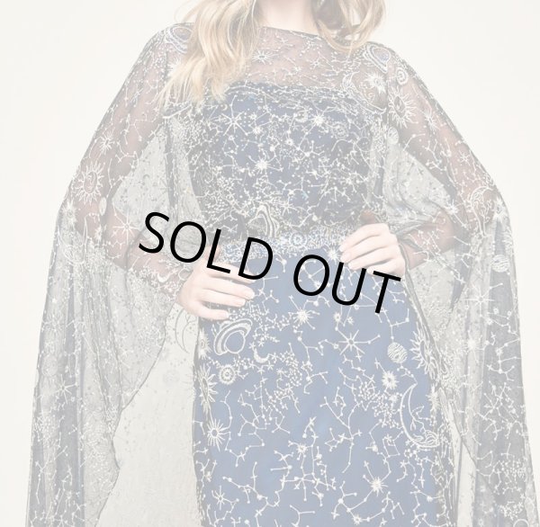 画像3: Tadashi Shoji タダシショージ Bourne Sweeping Cape Gown ネイビー系 (3)