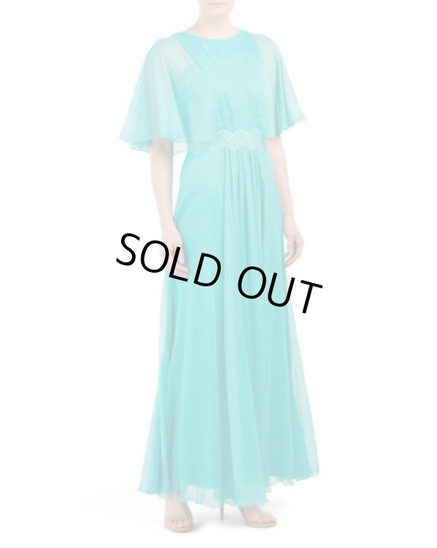 画像1: Tadashi Shoji  タダシショージ  アクアシフォンドレス　ブルー系 (1)