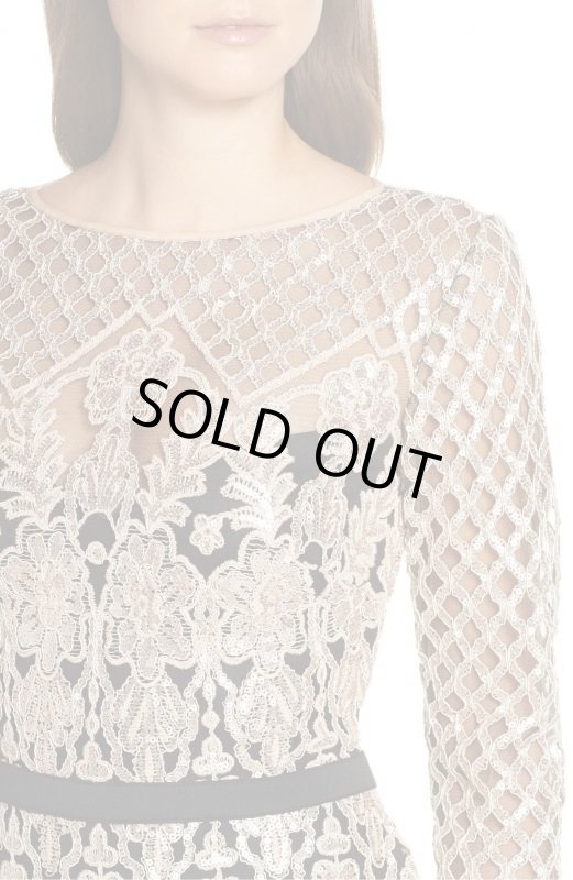 画像3: Tadashi Shoji タダシショージ Sequin & Crepe Cocktail Dress　ブラック系、ベージュ系 (3)