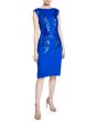 画像1: セール！Tadashi Shoji タダシショージ  スパンコールNeoprene Sheath Dress ブルー系 (1)