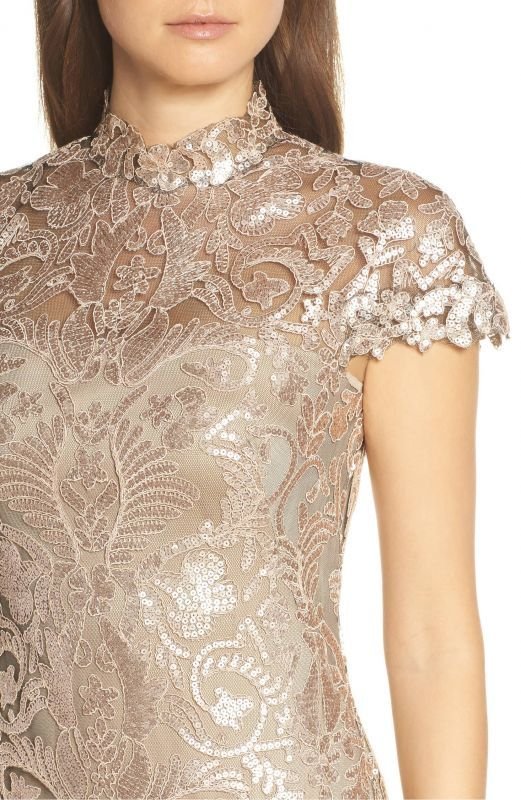 画像3: Tadashi Shoji   Embellished Mesh Evening Dress   Ginseng ベージュ系 (3)